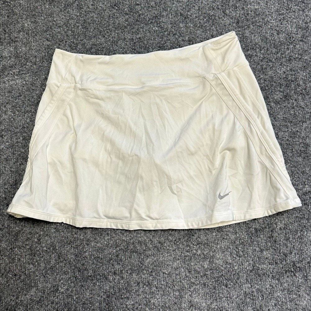 Nike Skort Womens Size L White Dri-Fit Athletic Tennis Skirt Mesh Stretch Stain